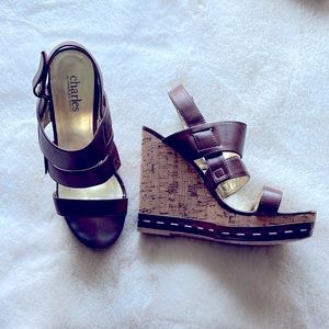 Charles David Tan Wedge Sandals